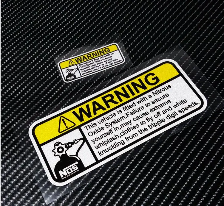 Reflective Warning Car Stickers NOS Nitrous Oxide Systems Stickers