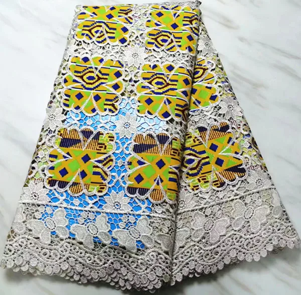 Африканский шнур кружевная ткань гипюр кружевная ткань с воском африканская Кружевная Ткань 5 ярдов вышитое кружево в нигерийском стиле ткани PL-E132 - Цвет: 10