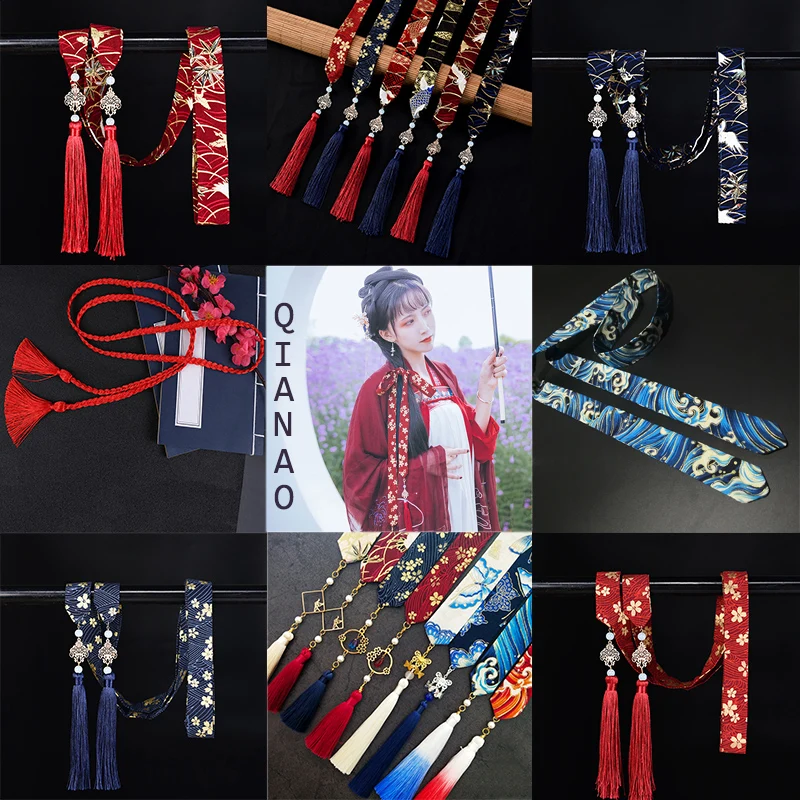 QIANAO Hanfu костюм резинка для волос с кисточкой Красная головная повязка головной