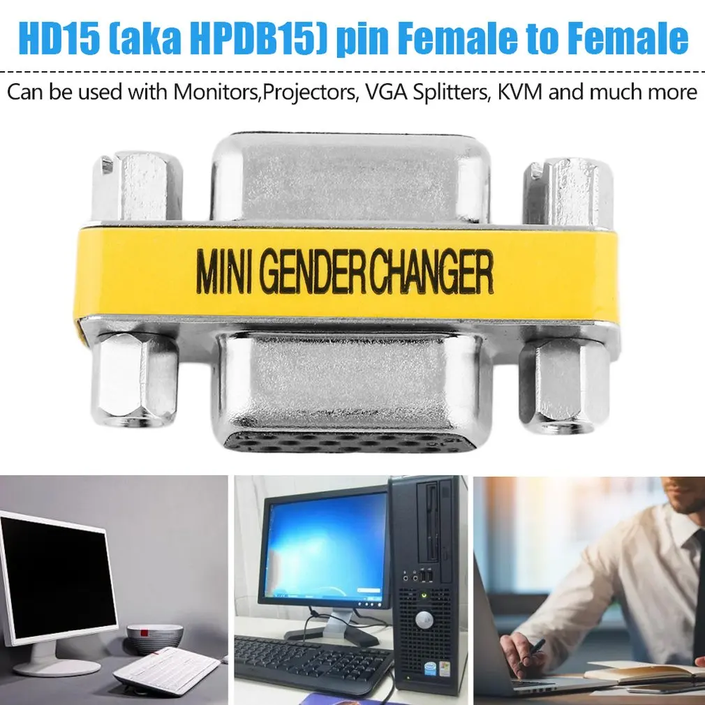 Новый женский VGA HD15 Pin Пол преобразователь Конвертор адаптер для мониторов
