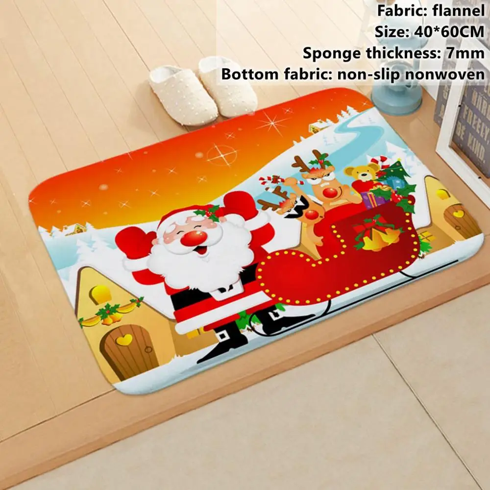 Xmas Carpet 18 Taoup Non-slip Christmas Door Mat Merry Christmas Ornaments Xmas Decor for Home Bathroom Water Absorption Xmas Carpet Santa Noel - Цвет: Xmas Carpet 18