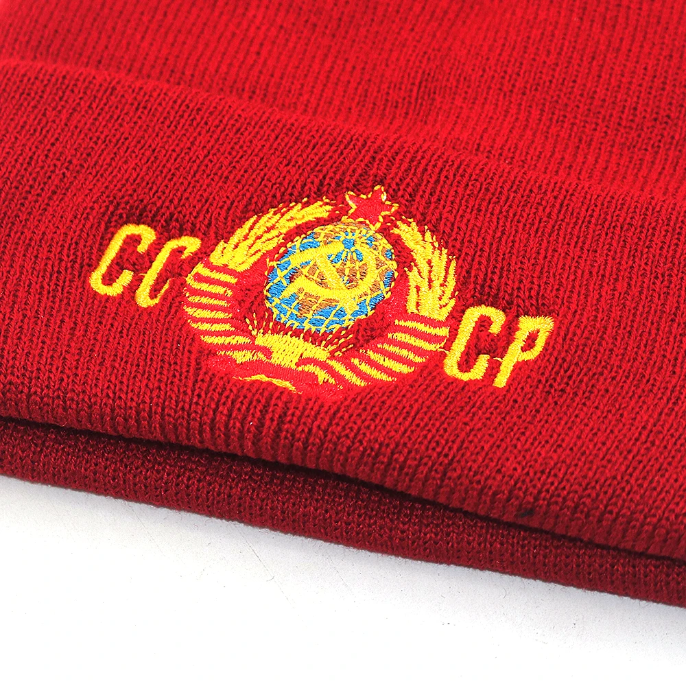 Хлопковая шапка с вышивкой для России CCCP, вязаные шапки для осени и зимы, гибкая Мягкая Теплая Лыжная шапочка, хип-хоп шапочки унисекс
