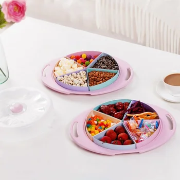 

Plastic Snacks Boxes With Clear Sealing Lid 5 Removable Compartments Candy Treats Serving Tray Organizer Dispenser Container