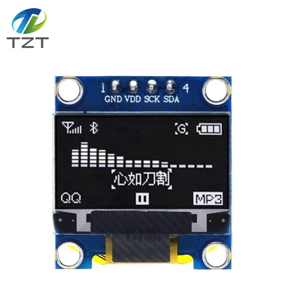 TZT 0.96 inch IIC Serial White OLED Display Module 128X64 I2C SSD1306 12864 LCD Screen Board GND VCC SCL SDA 0.96" for Arduino