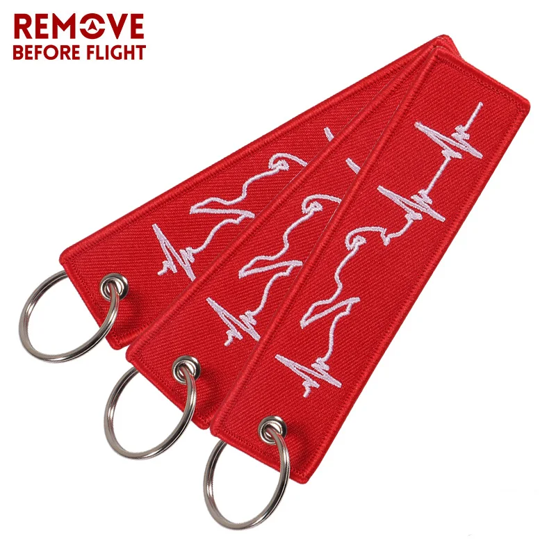 Fashion Biker Heartbeat Keychain for Motorcycles and Cars OEM Key Chains Embroidery Key Fobs Jewelry Fashionable Chain Keychain1