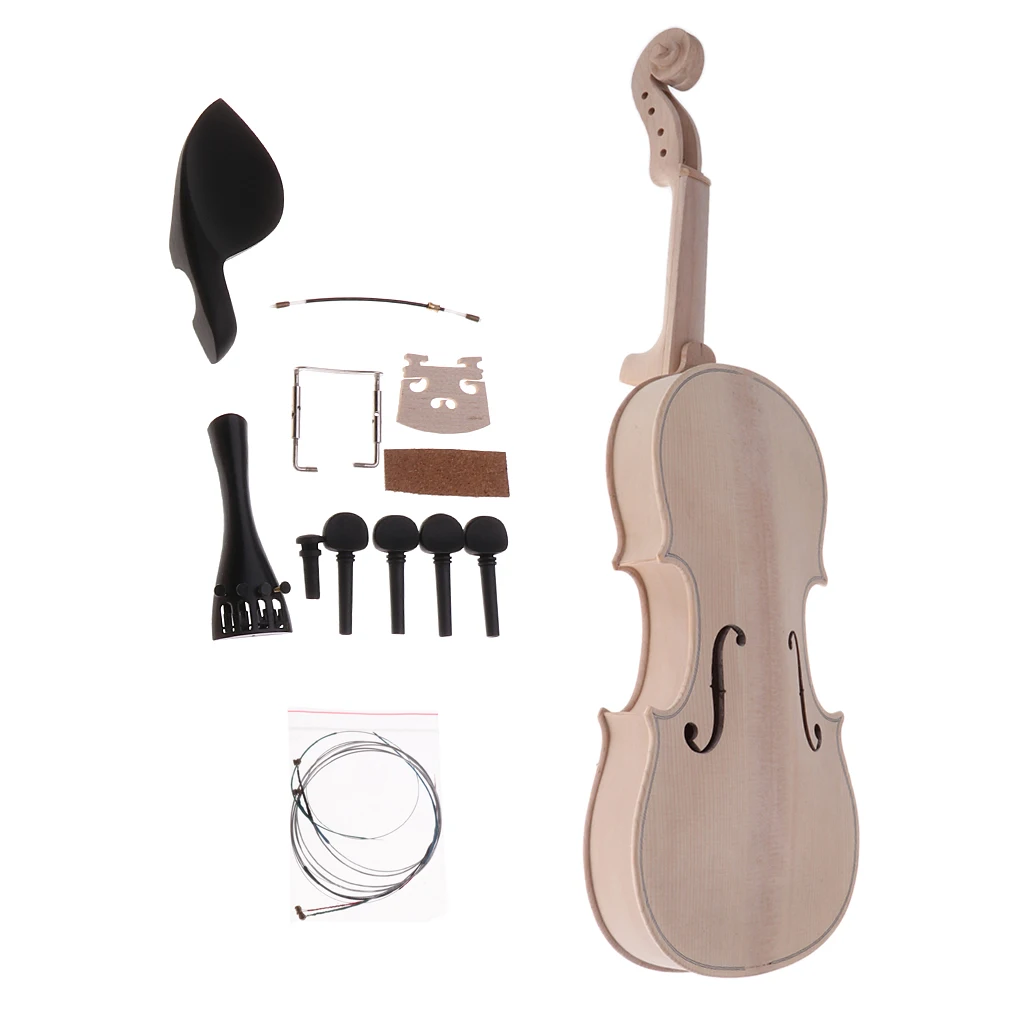 1 Set Spruce Wood Unfinished 4/4 Size Violin DIY Kits Fiddle Material Gift for Kids Friends