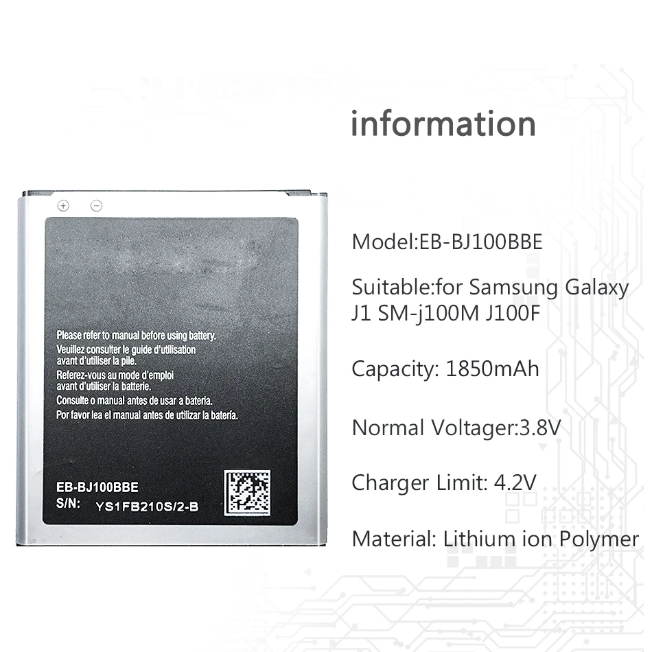 Замена Батарея EB-BJ100CBE EB-BJ100BBE для Samsung Galaxy J1 J100 J100F/D J100FN J100H J100M NFC 1850 мАч