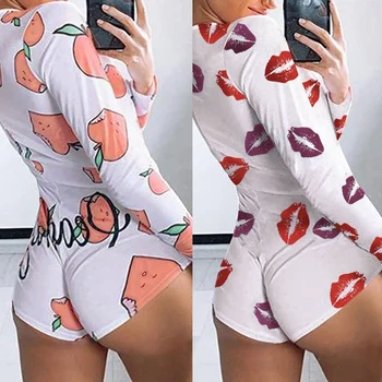 

Sexy Women Bodysuit Long Sleeve Deep V Neck Elastic Jumpsuits