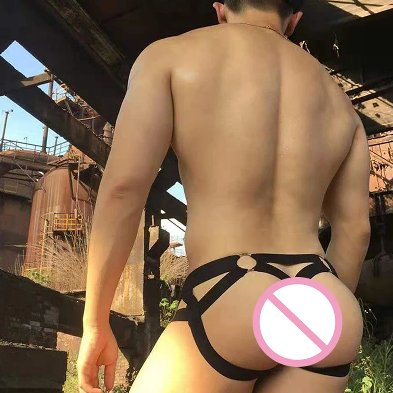Sexy Men Bondage Underwear Man Jock Strap Thong Mesh G String Jockstrap Elastic Hollow Lingerie T-back Penis Pouch Underpants men stretch g string panties men stretch thong underwear