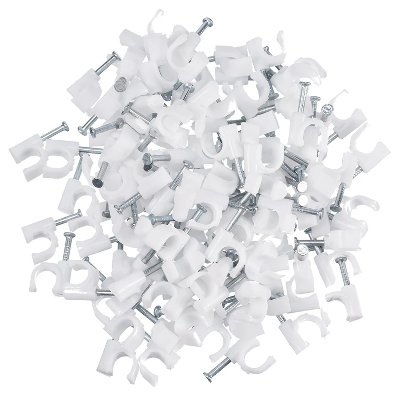 

300 Pieces Of Cable Staples Clip Wall Wire Nail Fixture For Ethernet Cable Rg6 Rg59 Cat5 Cat6 Rj45 Tv Wire Cable 7Mm White