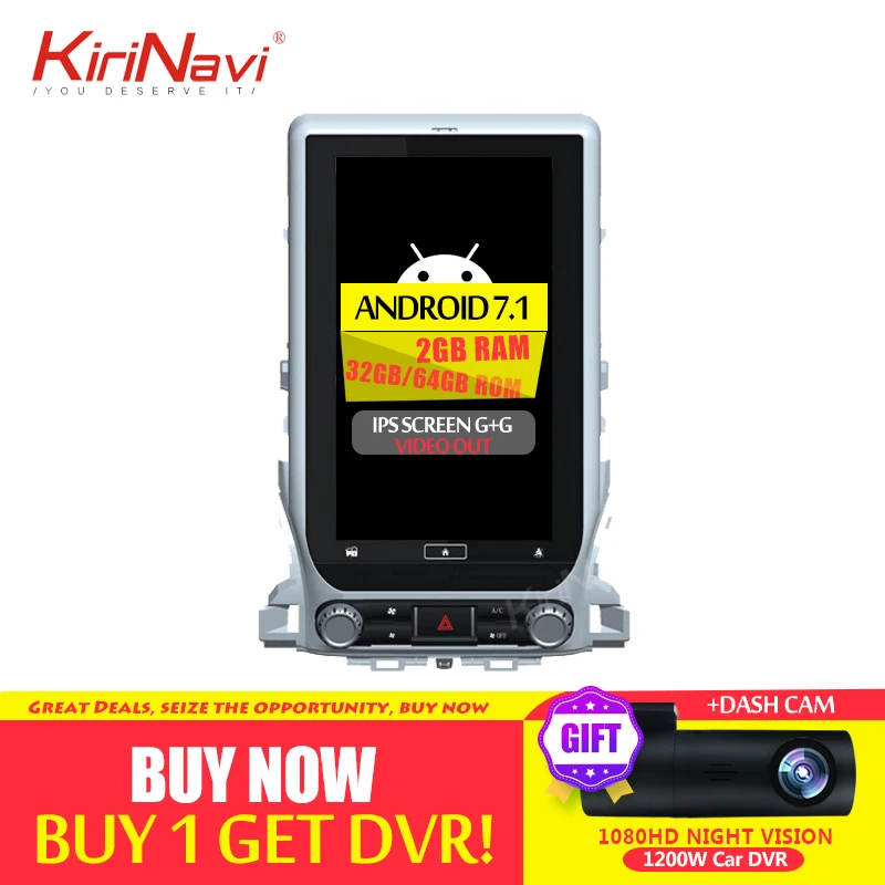 

KiriNavi Vertical Screen Tesla Style 14'' Android 8.1 Car Radio For Toyota Land Cruiser 200 Car Multimedia Dvd Navigation 2016+