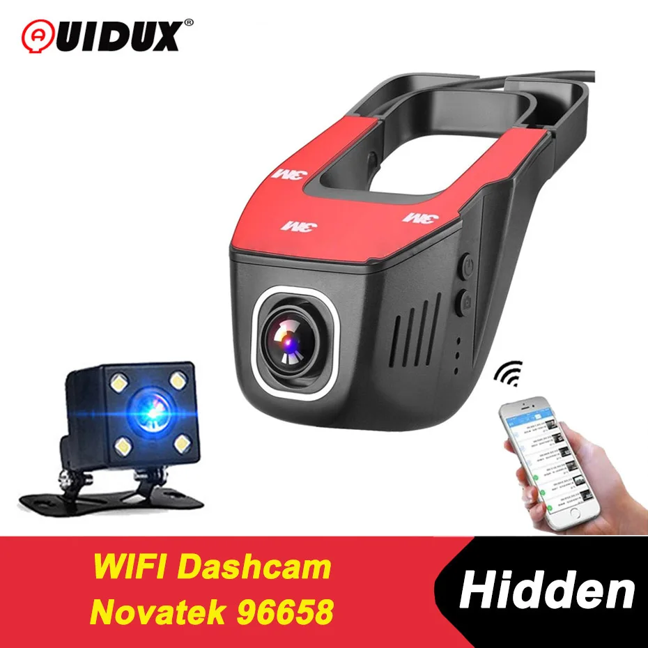 QUIDUX Wifi Автомобильный регистратор DVR цифровой видеорегистратор видеокамера Dash камера FHD1080P ночная версия Novatek 96658 камера может вращаться