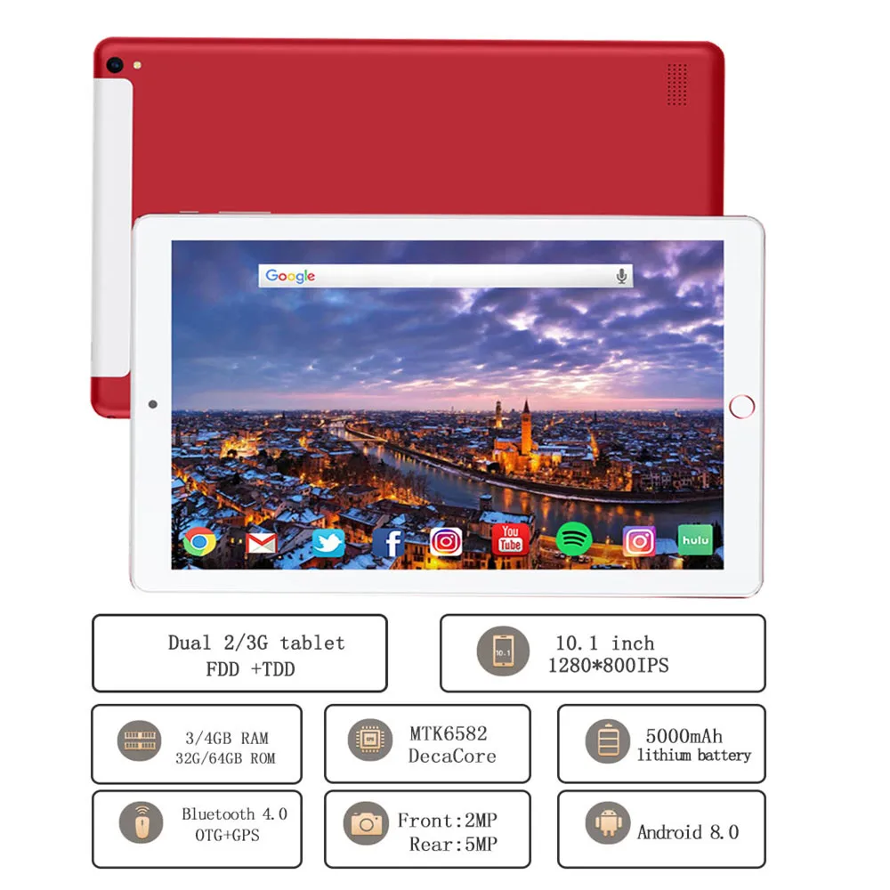 Новый 10,1 дюймовый планшетный ПК четырехъядерный сенсорный планшет 2019 планшет Android 3 Гб ram 32 Гб rom IPS Двойная sim-карта телефонный звонок Tab