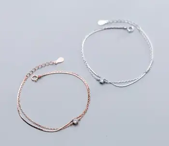 

4.5mm 1PC Authentic REAL. 925 Sterling Silver White Zirconia AAA+ Solitaire chain Bracelet GTLS878