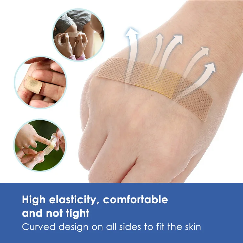 100Pcs Waterproof Band-Aid Wound Dressing Medical Sticker Transparent Sterile Tape Antibacterial Wound Care Protect First Aid