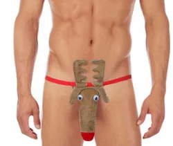 

Men's Sexy Underwear Gay Pants Funny Temptation Christmas Deer Snowman Style Panties Cosplay Party Sissy Thong