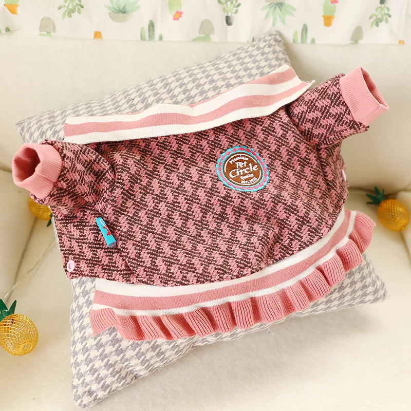 Новая осенне-зимняя шерстяная юбка в школьном стиле розовая розоватая юбка одежда для маленьких и средних кошек и собак