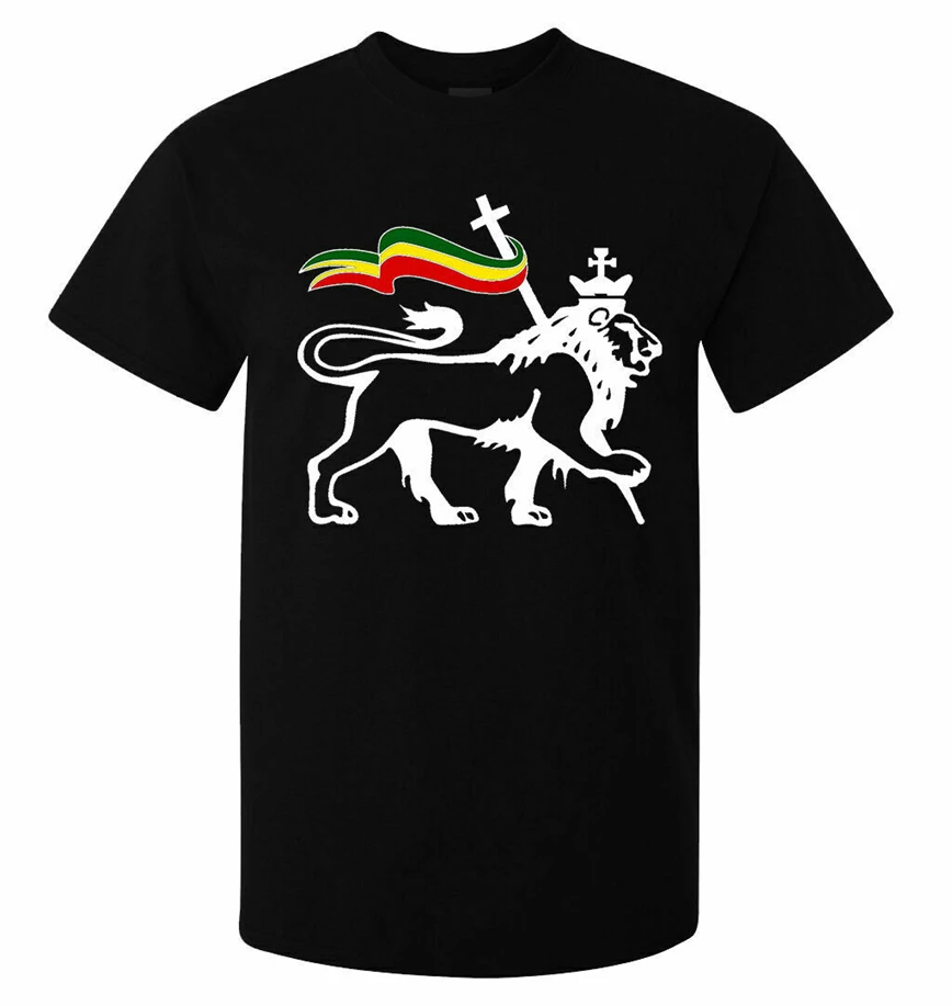 Лев Иуды переноски Rastafari флаг арт раста сорняки Мужская Футболка размер S-3Xl для