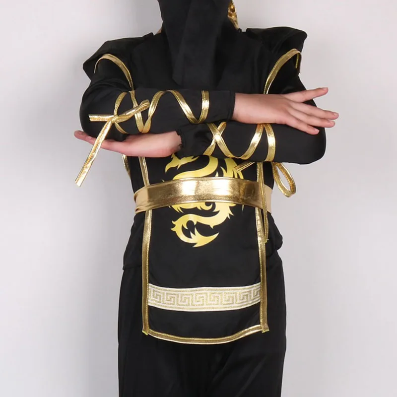 Одежда на Хэллоуин для маленьких мальчиков; Костюм Ниндзяго; черные вечерние костюмы ниндзя с капюшоном для мальчиков; карнавальный костюм воина в масках
