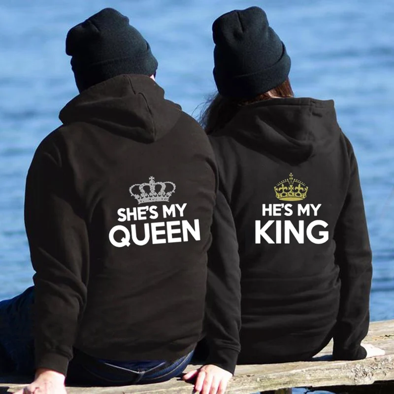 Women Men Lovers Sweatshirt Lovers Couples She Is My Queen He Is My King Couple Hoodies Chritsmas Hoodies Sweatshirts Aliexpress