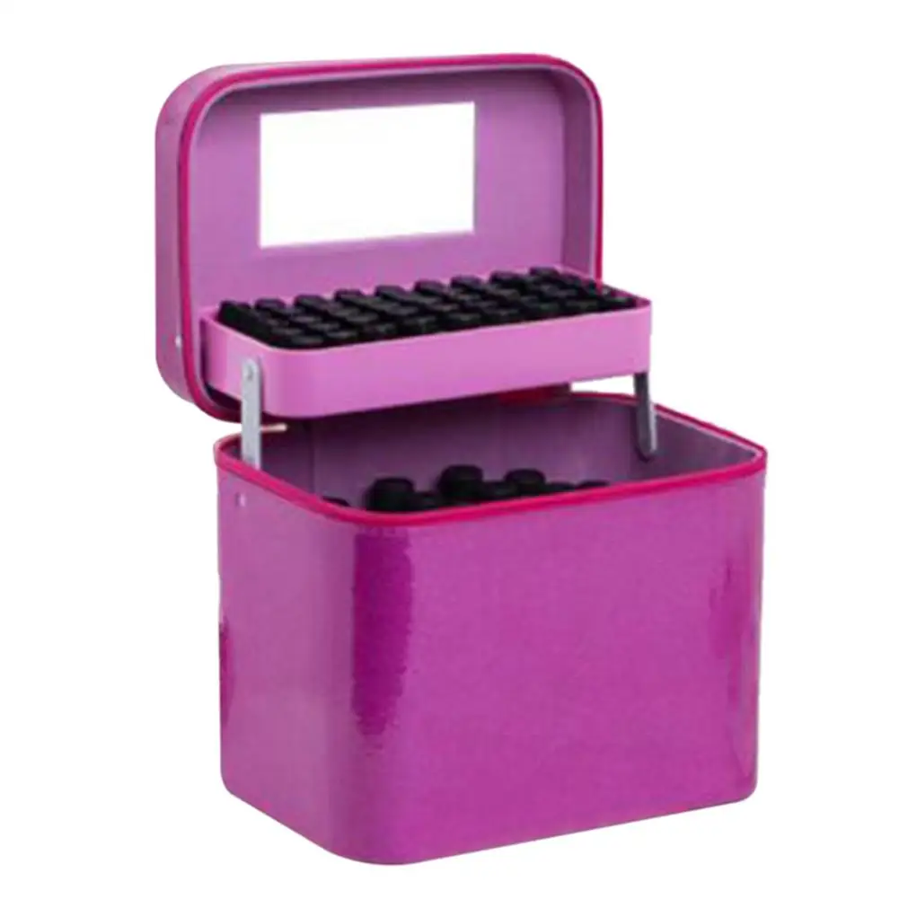 Hot Pink 60 сетка 15 мл и 45 сетка 1-3 мл чехол для эфирного масла с зеркалом Путешествия портативное полировочное масло для ногтей сумка для хранения эфирных вещей - Цвет: Hot Pink