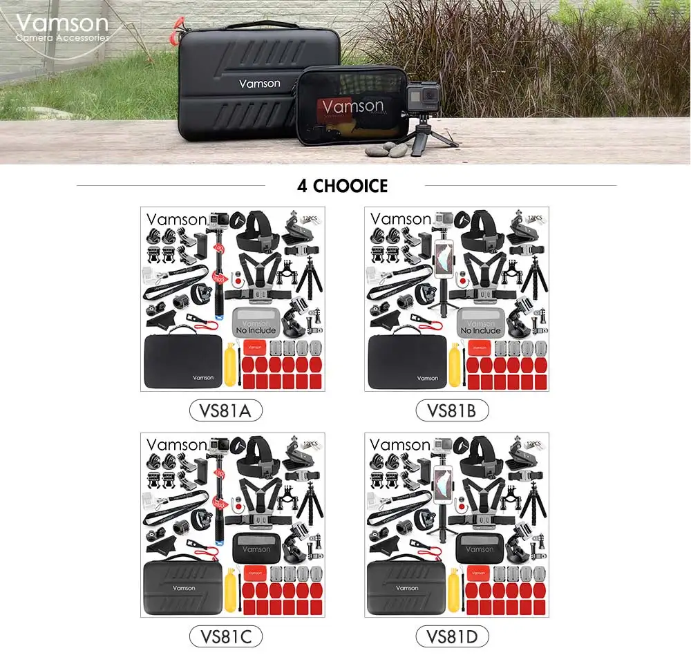 Vamson для Go pro Аксессуары для Gopro Hero 7 6 5 4 палка для сэлфи черного цвета Штатив для DJI OSMO Экшн-камера для Xiaomi yi 4K VS81