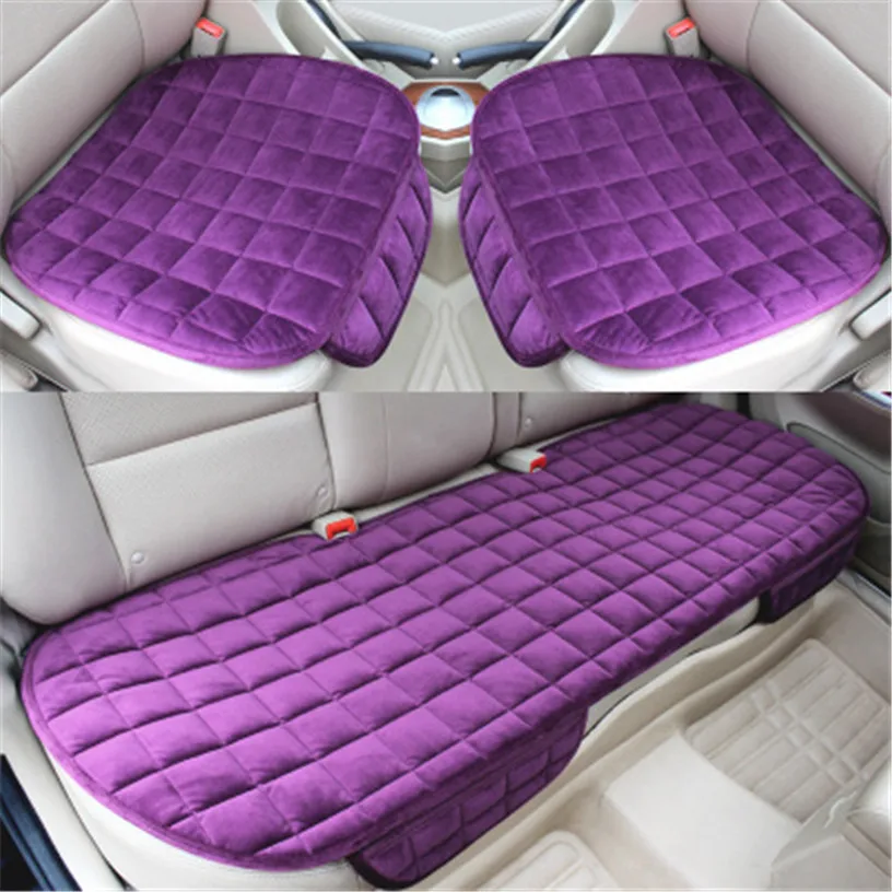 Автомобильное сиденье, переднее, заднее, универсальное, зимнее, теплое, черное, подушка для сиденья, противоскользящее, заднее, заднее кресло, подушка для сиденья, для автомобиля, авто, сидение, чехол - Название цвета: 3 pcs  purple