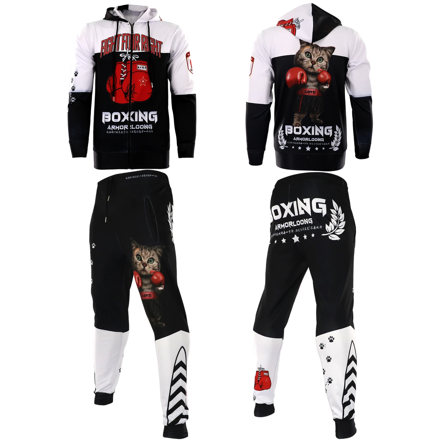 Mma Boxe conjunto de entrenamiento para hombre y mujer, cortos de boxeo con capucha, ropa boxeo, pantalones de entrenamiento de Tiger Muay Thai Mma|Camisetas de boxeo| - AliExpress