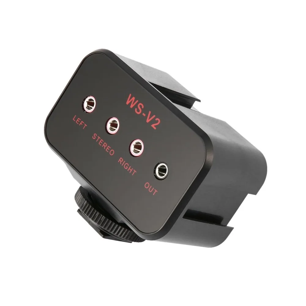 WS-VS Dual-Channel Microphone Audio Mixer Adapter With Cold Shoe Mounting Hub for Canon Nikon Sony DSLR Camera Camcorder