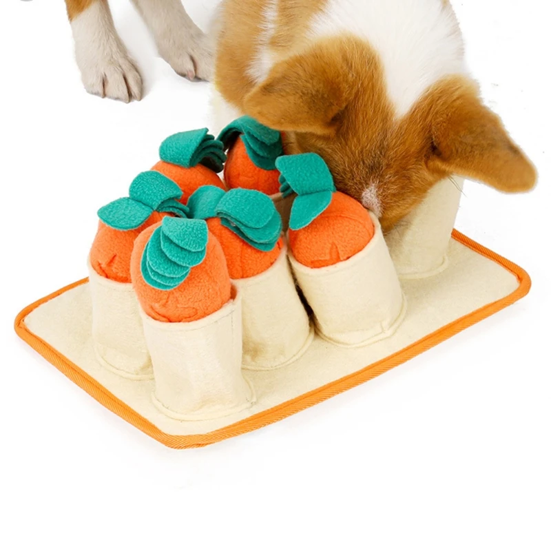Plush Carrot Dog Toys Snuffle Mat Dog Puzzle Hide Seek Food Foraging Training Slow Feeder Toys Stress Release Pet Supplies