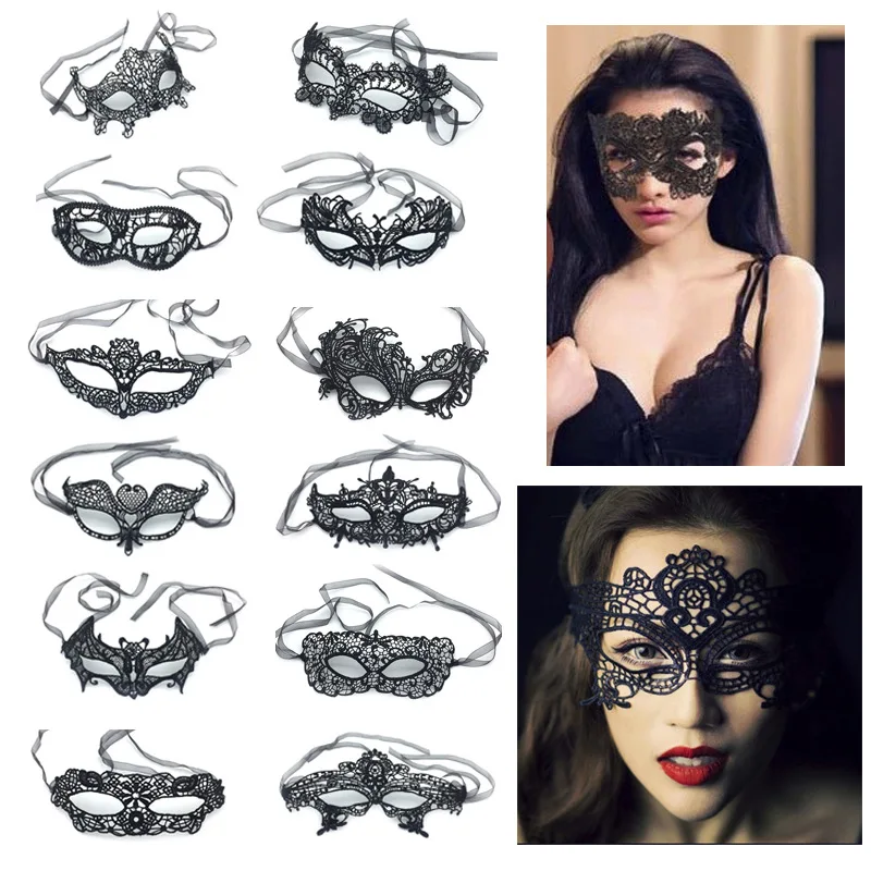Women Sexy Lace Eye Mask 1PCS Black Party Masks For Masquerade Halloween Venetian Costumes Carnival Mask For Anonymous Mardi