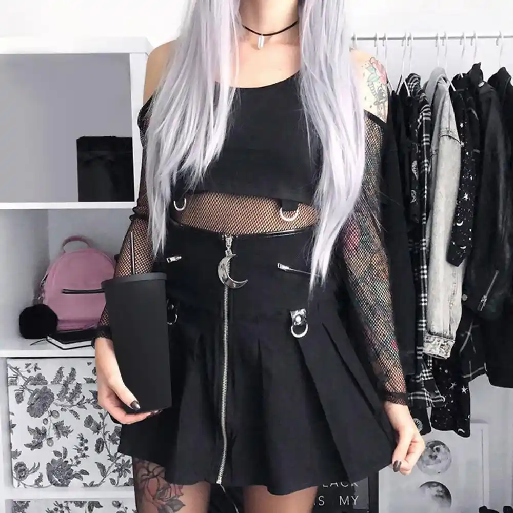 Pleated Skirts High Waist Embroidery Black Mini Skirts Women S Fashion Skirts Gothic Skirts E Girl Outfits Steampunk Skirts Aliexpress