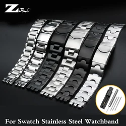 Watch Accessories For Swatch YCS YAS YGS IRONY Strap Silver Solid Stainless Steel Watchband Men's /Women's Metal Bracelet Stock