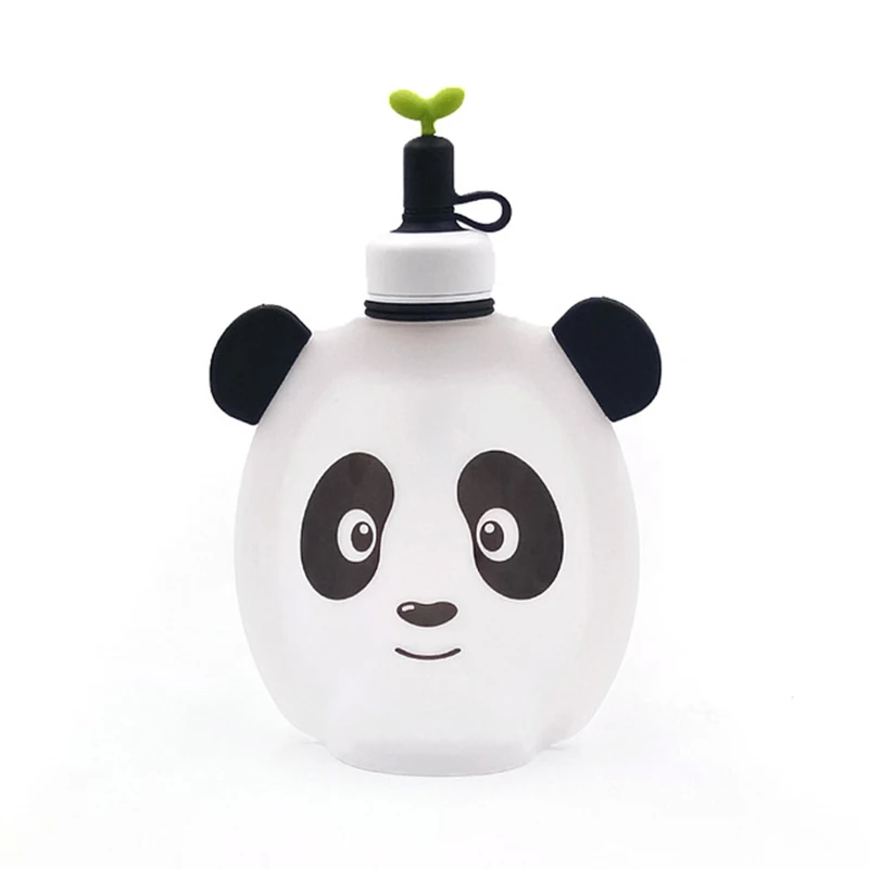 Panda Детская Панда силиконовая бутылка для воды сумка складной поросенок складной сосуд безопасный многоразовый детский уличный спортивный переносной герметичный дорожный - Цвет: Panda