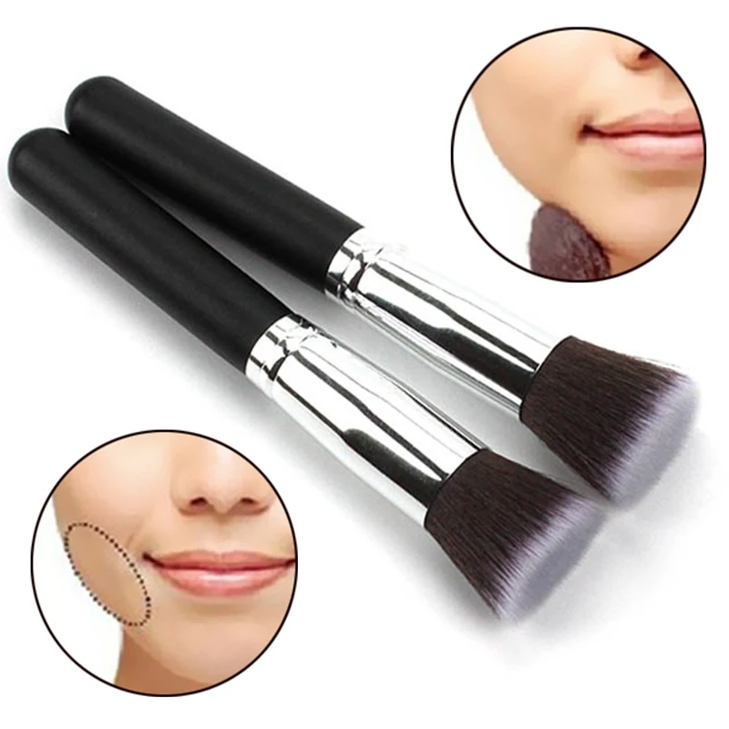 

1 PC Flat Head Makeup Brush Foundation Concealer BB Cream Blush Brush Multifunctional Women Wooden Handle Beauty Makeup Tool