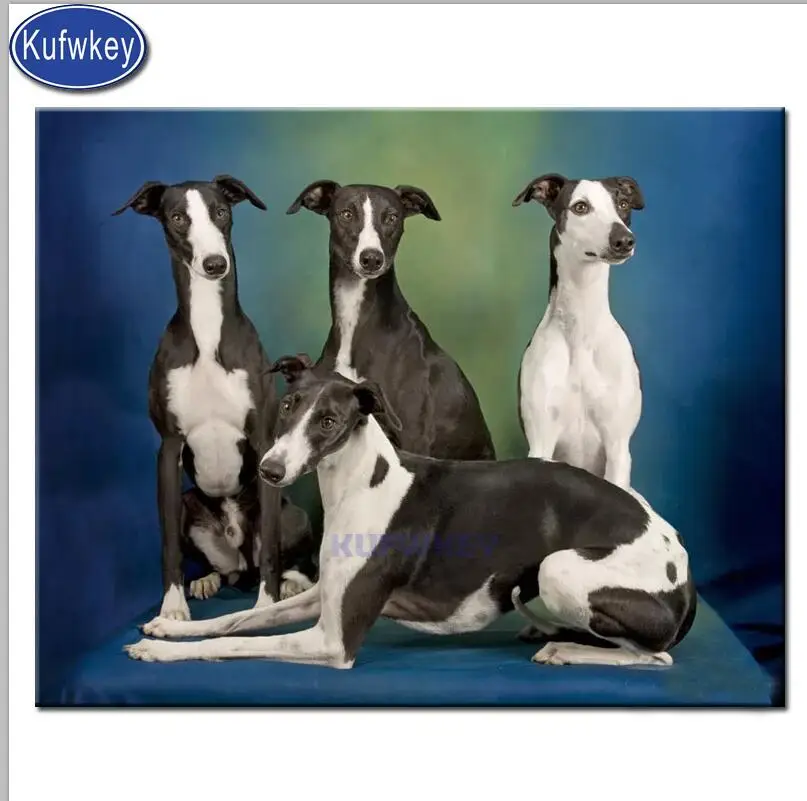 5d diy алмазное искусство Whippet живопись с изображением собак Настенный декор полная дрель квадратная Вышивка милые домашние собаки вышивка крестиком Серия животных подарок