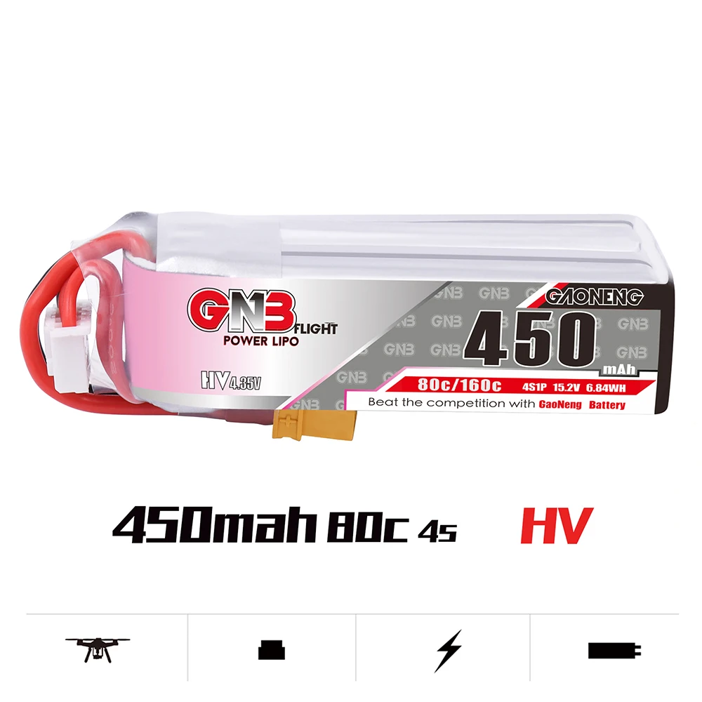 

RC Drone 4S Lipo Battery 4S 15.2V 450mAh HV 80C Lipo Power for RC Quadcopter FPV