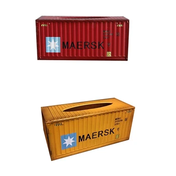 

2x Container Design Iron Tissue Box Home Car Napkin Paper Container Metal Paper Towel Storage Case Orange & Red