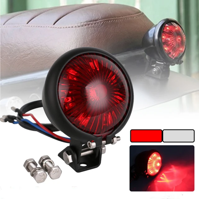 SPEEDPARK אופנוע אדום 12V LED מתכוונן קפה רייסר סגנון להפסיק זנב אור אופנוע בלם אחורי מנורת טאיליט עבור מסוק
