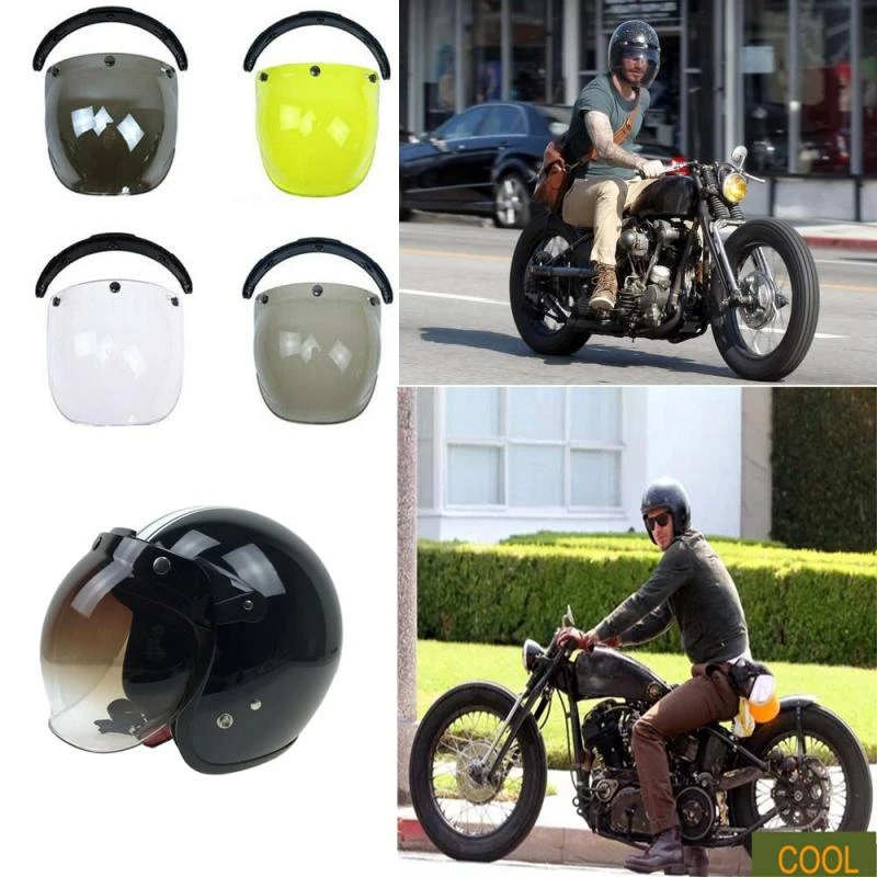 bubble face shield for motorcycle helmet Universal Open 3/4 Visor Lens Windshield Capacete Lens Vintage Motorbike Helmet Goggles (Revo Red) : Automotive They feature an anti Clear Bubble Visor Full Face