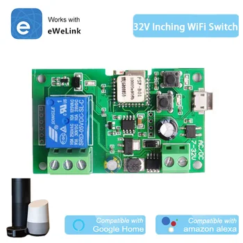 

WiFi Momentary Inching Relay Self-Locking Switch Module WiFi Relay Switch Module,Work with Alexa Google Home,DC 5-32V DIY Switch