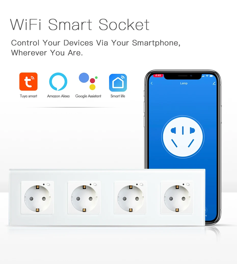 Bseed-tomada de parede padrão europeu, 4 gang,