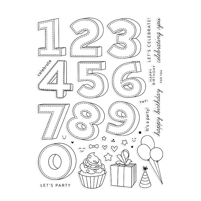 

Happy birthday numbers Transparent Clear Stamps / Silicone stamp for DIY scrapbooks photo album/Card Making