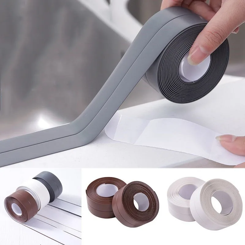 For Bathroom Kitchen 3.2m Shower Sink Bath Sealing Strip Tape Caulk Strip Self Adhesive