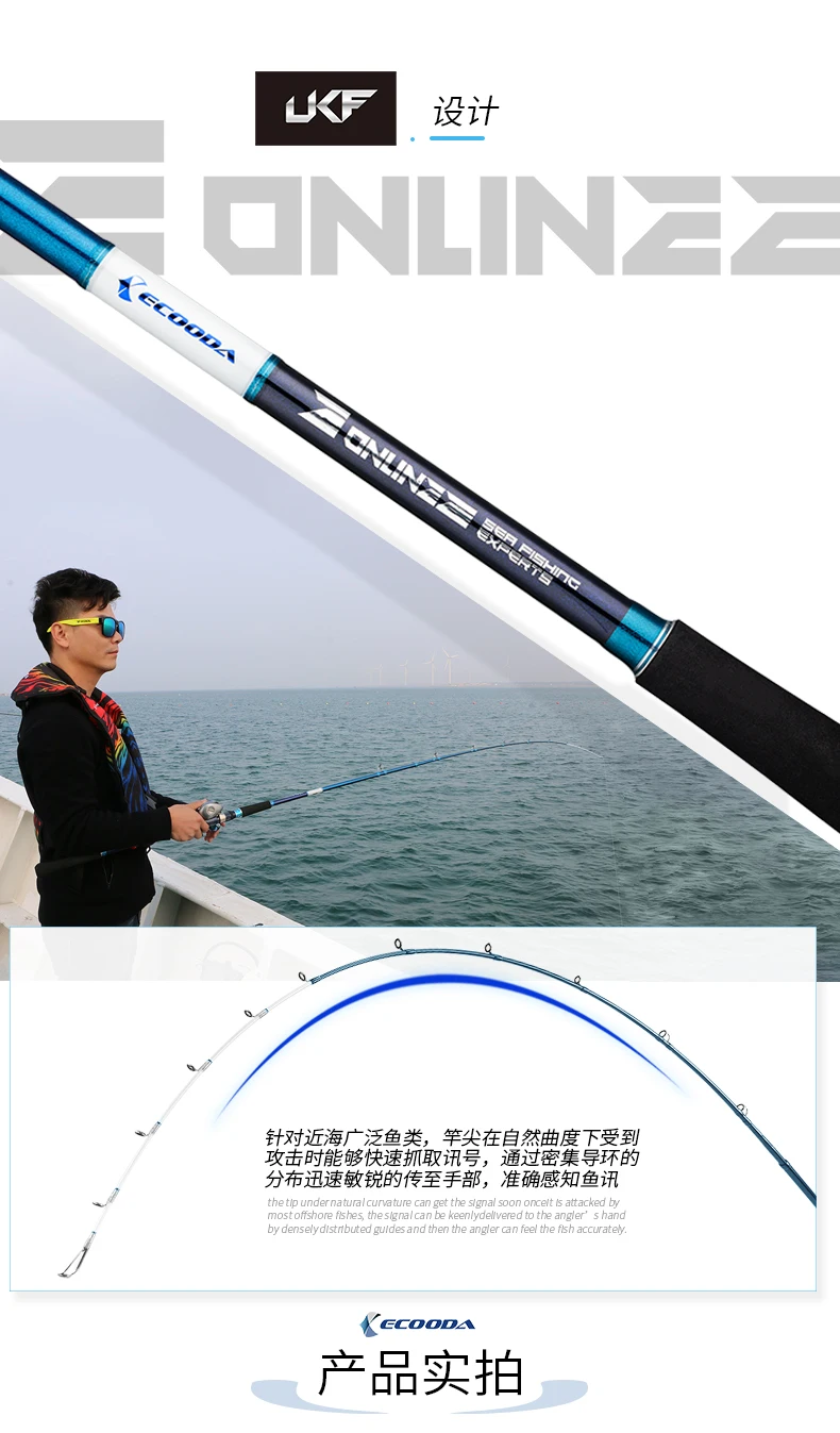 ECOODA EWDB лодка удочка импортная Fuji направляющее кольцо 2,28 80#2,58 100# Спиннинг/Литье удилища 2 сек