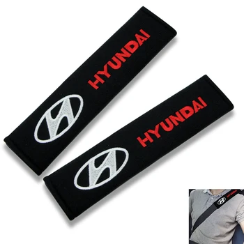 

2pcs Cotton Car Badge Seat Belt Shoulder Protection Cushion For Hyundai Santa Fe Sonata Solaris Azera Creta I30 Ix25 Tucson IX35