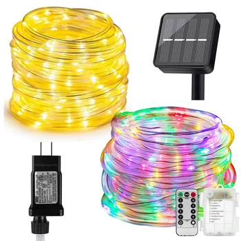 10/20/30M Solar Tube Rope Strip String Lights 8 Modi Kerst Led Fairy Licht Outdoor Tuin patio Koperdraad Guirlande Licht