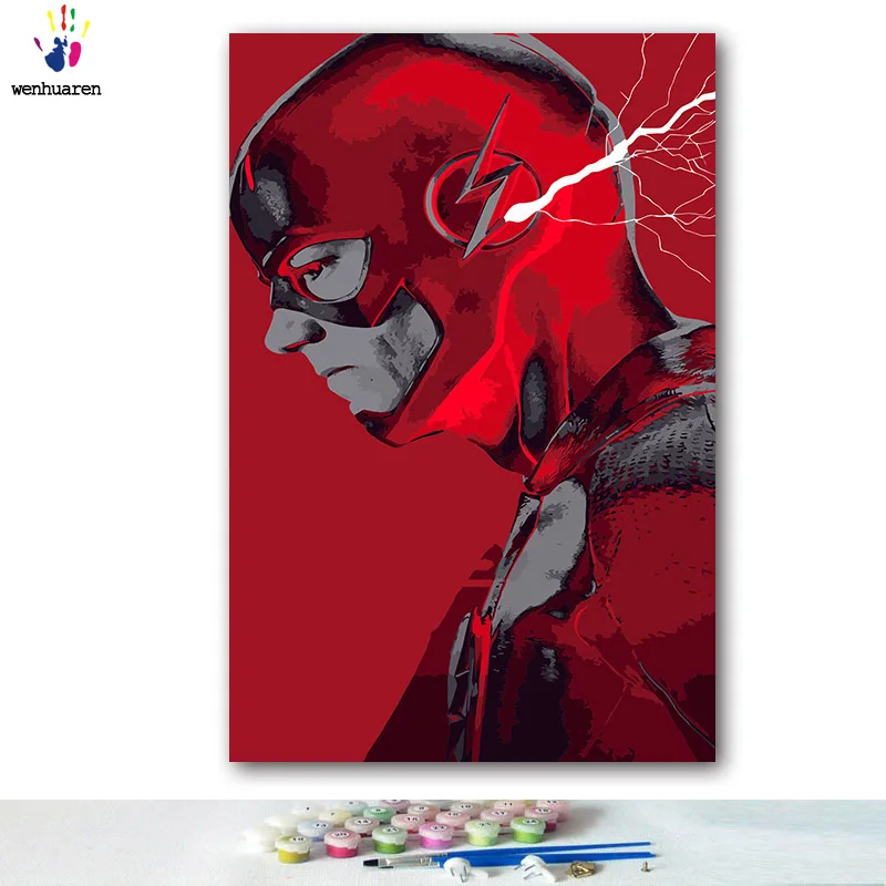 DIY colorings pictures painting by numbers with colors Spiderman flash picture Batman drawing paint by numbers framed Super hero - Цвет: 0081