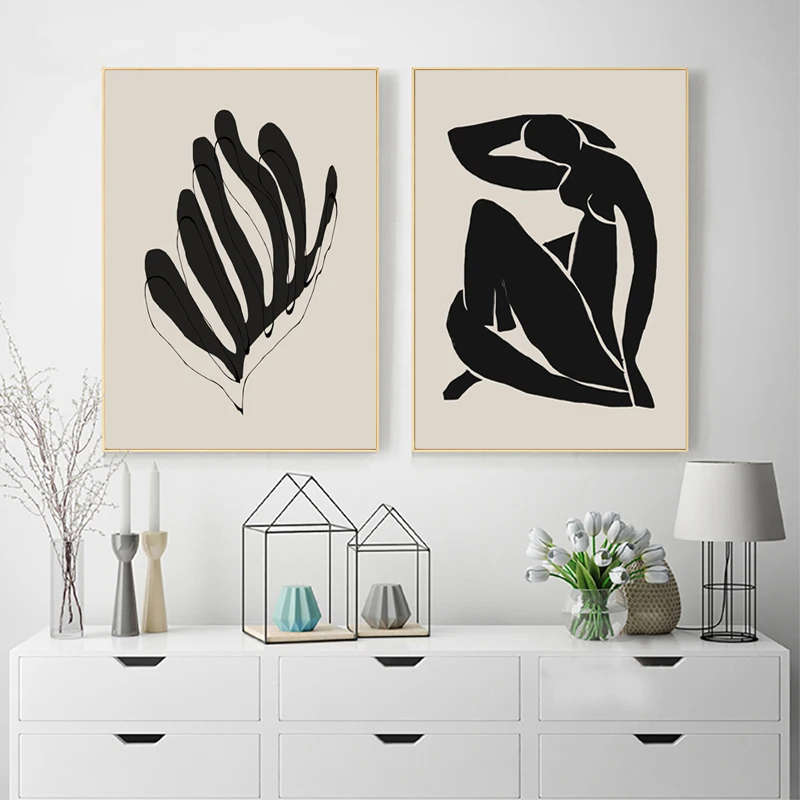 Gallery Wall Art Pictures Black and White Rainbow Abstract Line Prints Scandinavian Contemporary Canvas Painting Decor | Дом и сад