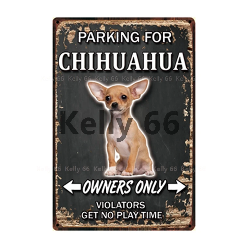 [Kelly66] собака парковка для бордюра колли Чихуахуа металлический знак оловянный